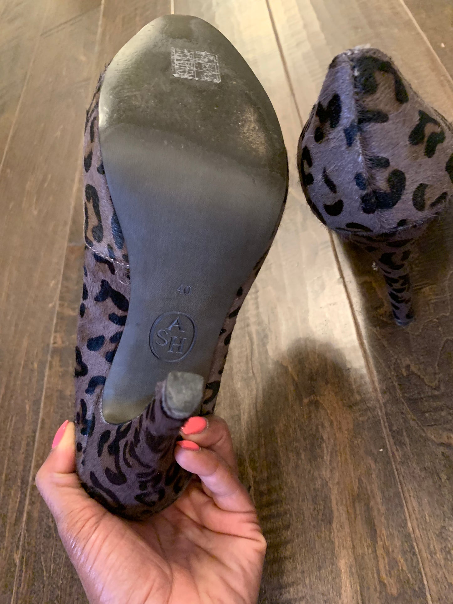 ASH Grey Leopard Heels: Size 40
