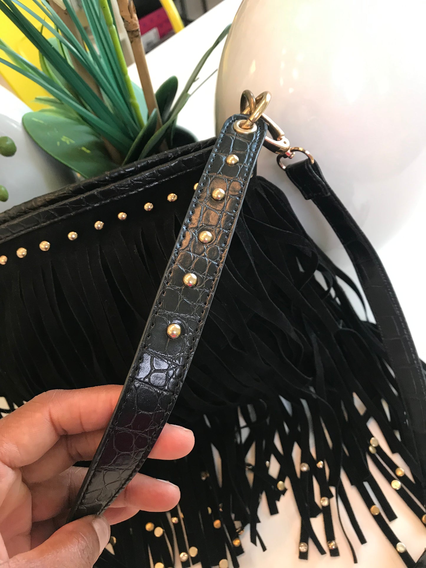 Fringe Faux Suede Crossbody!
