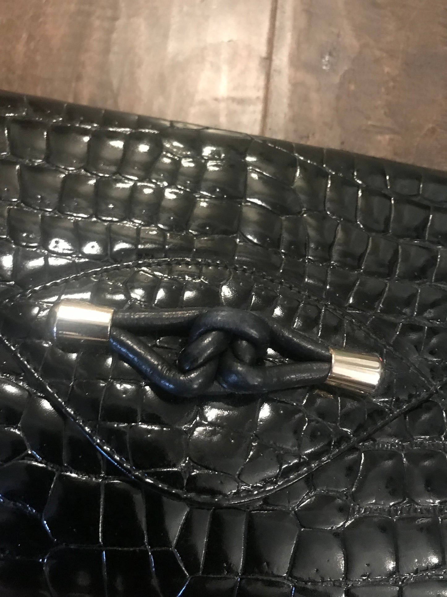 Vintage Patent Croc Clutch!