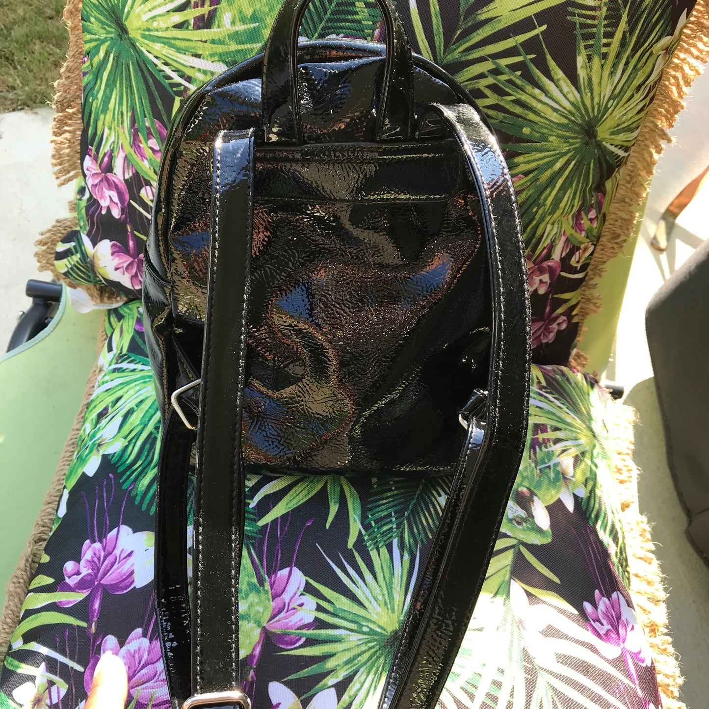 Black Patent Mini Backpack!