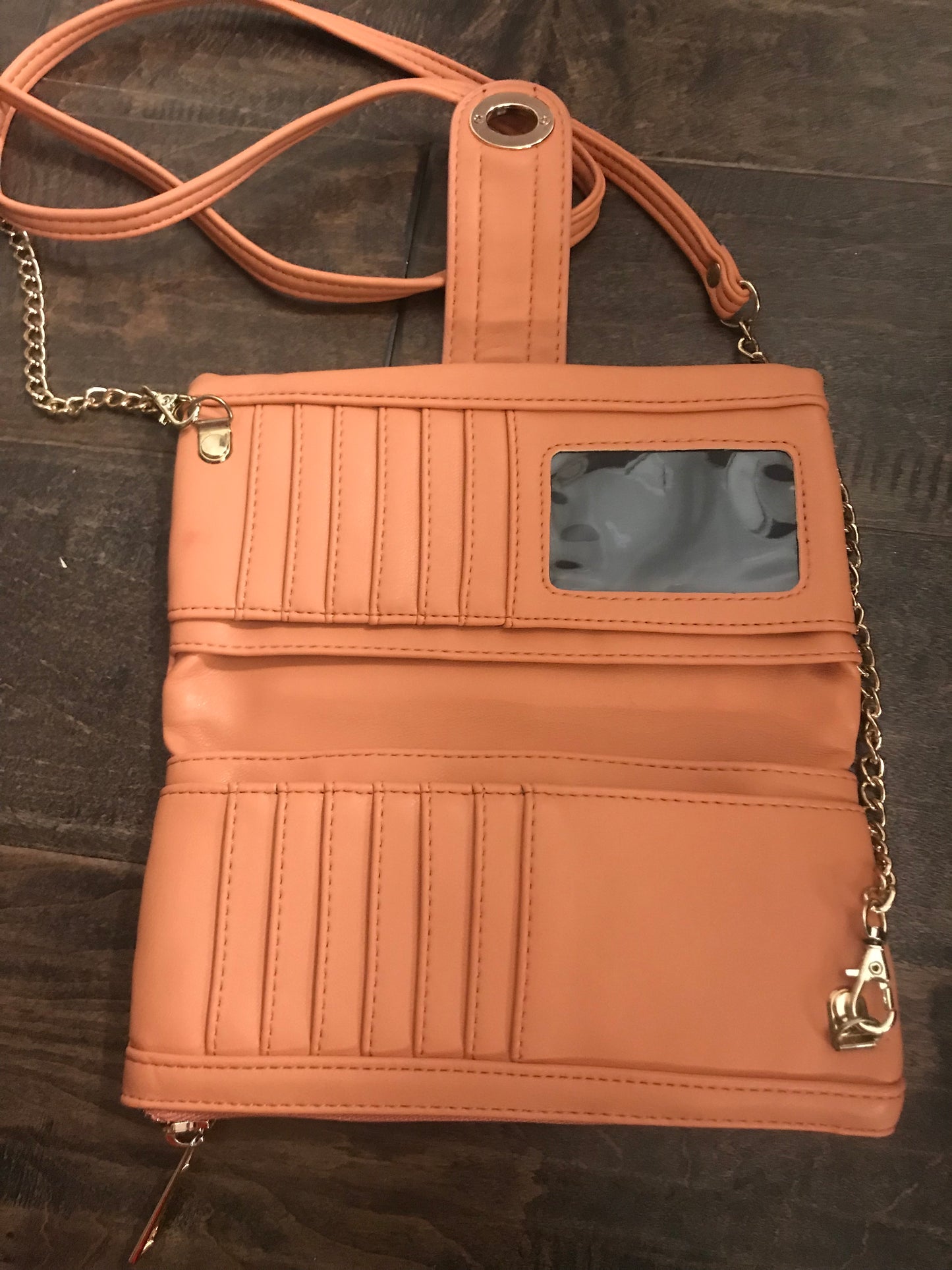 Peach Faux Leather Crossbody!