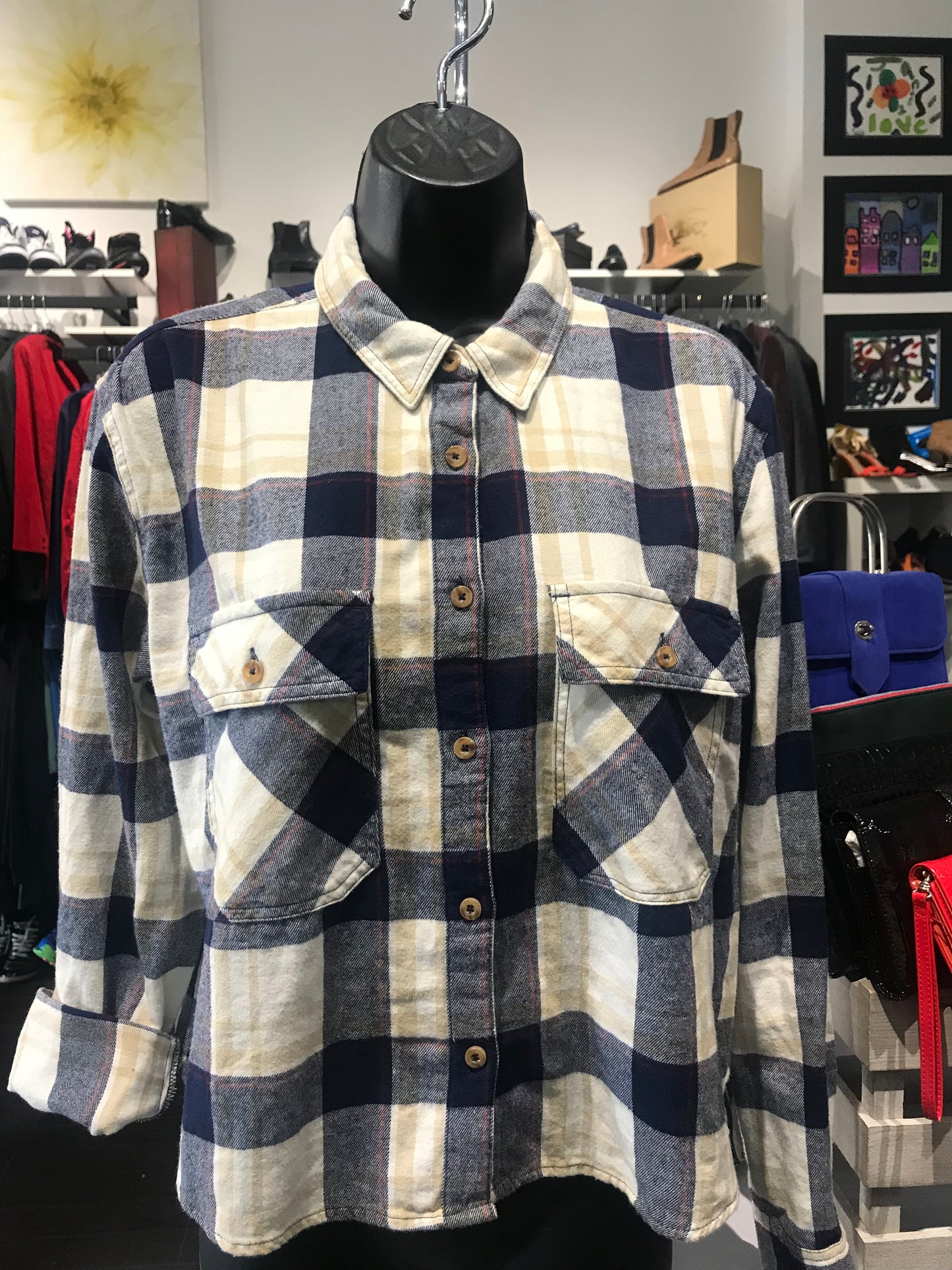 Forever 21 Cropped Flannel Shirt: Sz M