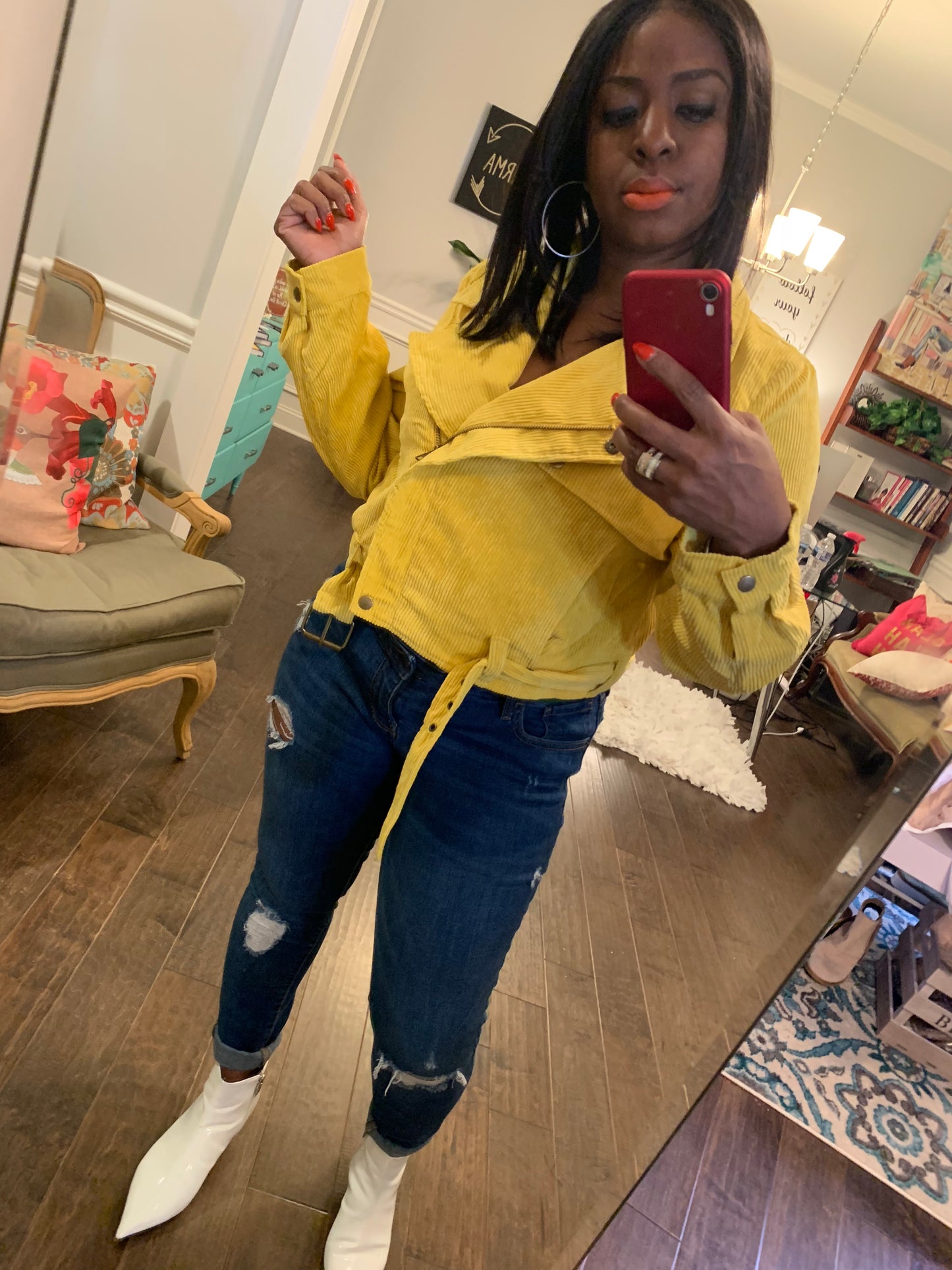 Mustard Cord Moto Jacket! Sizes S-L