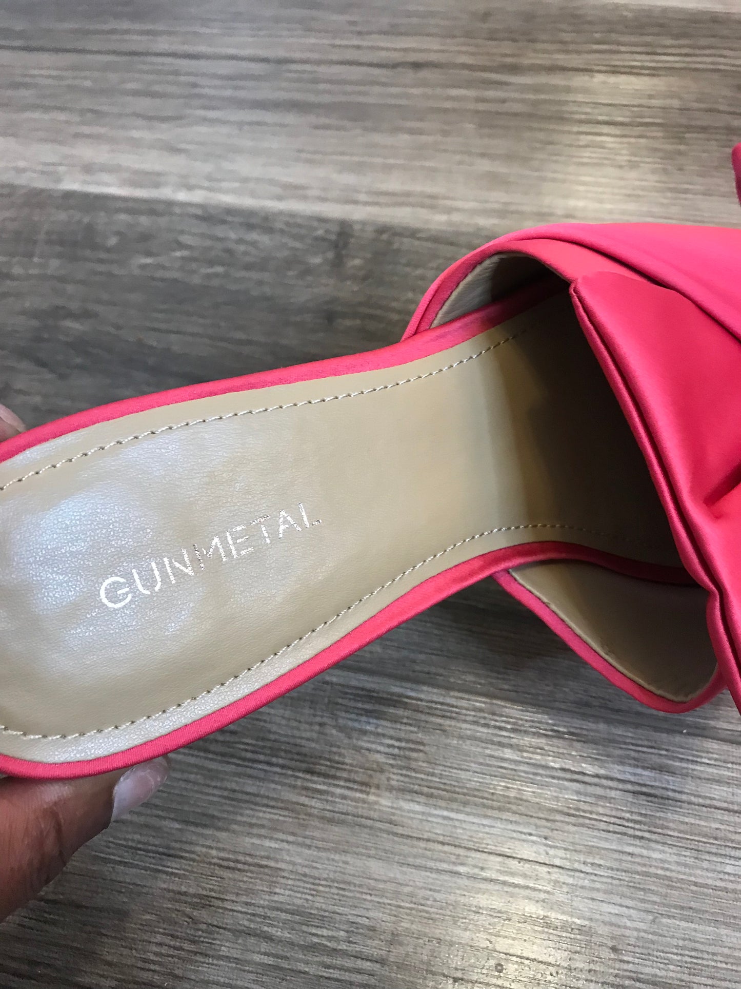 Gunmetal Magenta Satin Slides! Size 10
