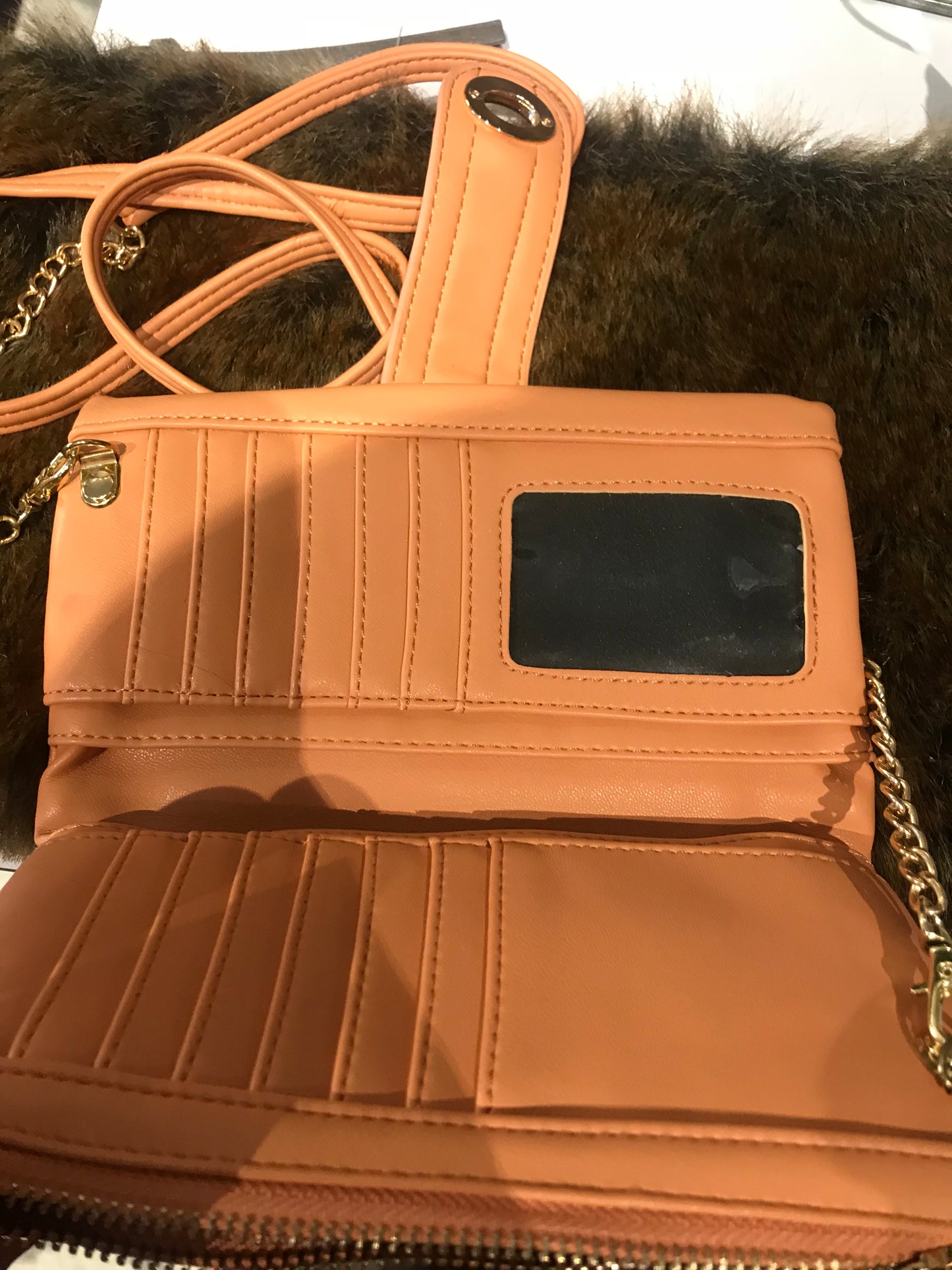 Peach Faux Leather Crossbody