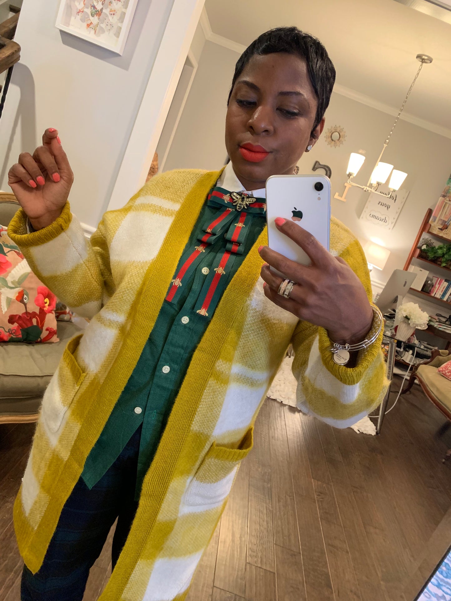 Mustard Plaid Midi Cardigan: Sizes S-1X