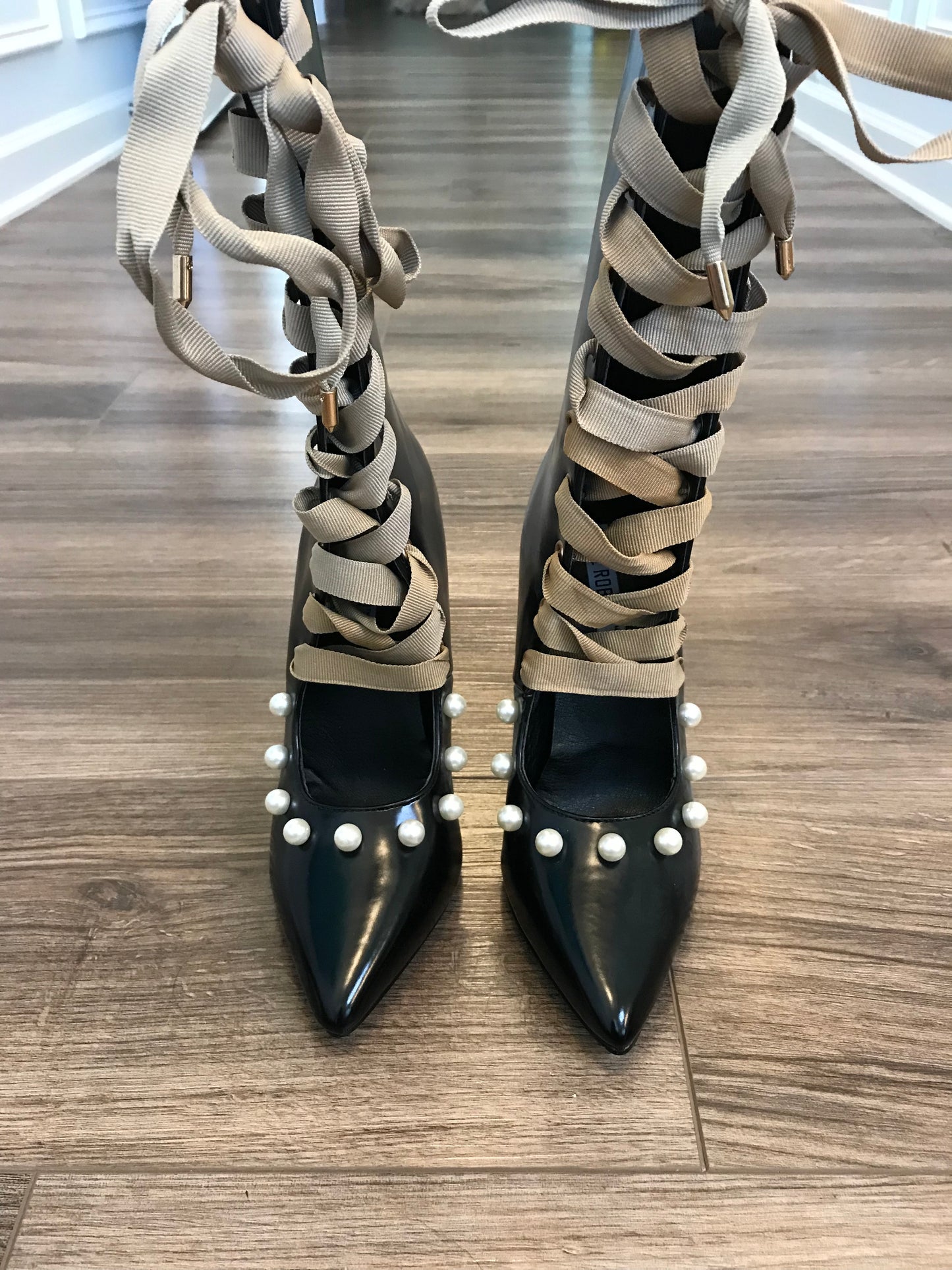 LACED! Ribboned Mid Calf Bootie! Sizes 5-10