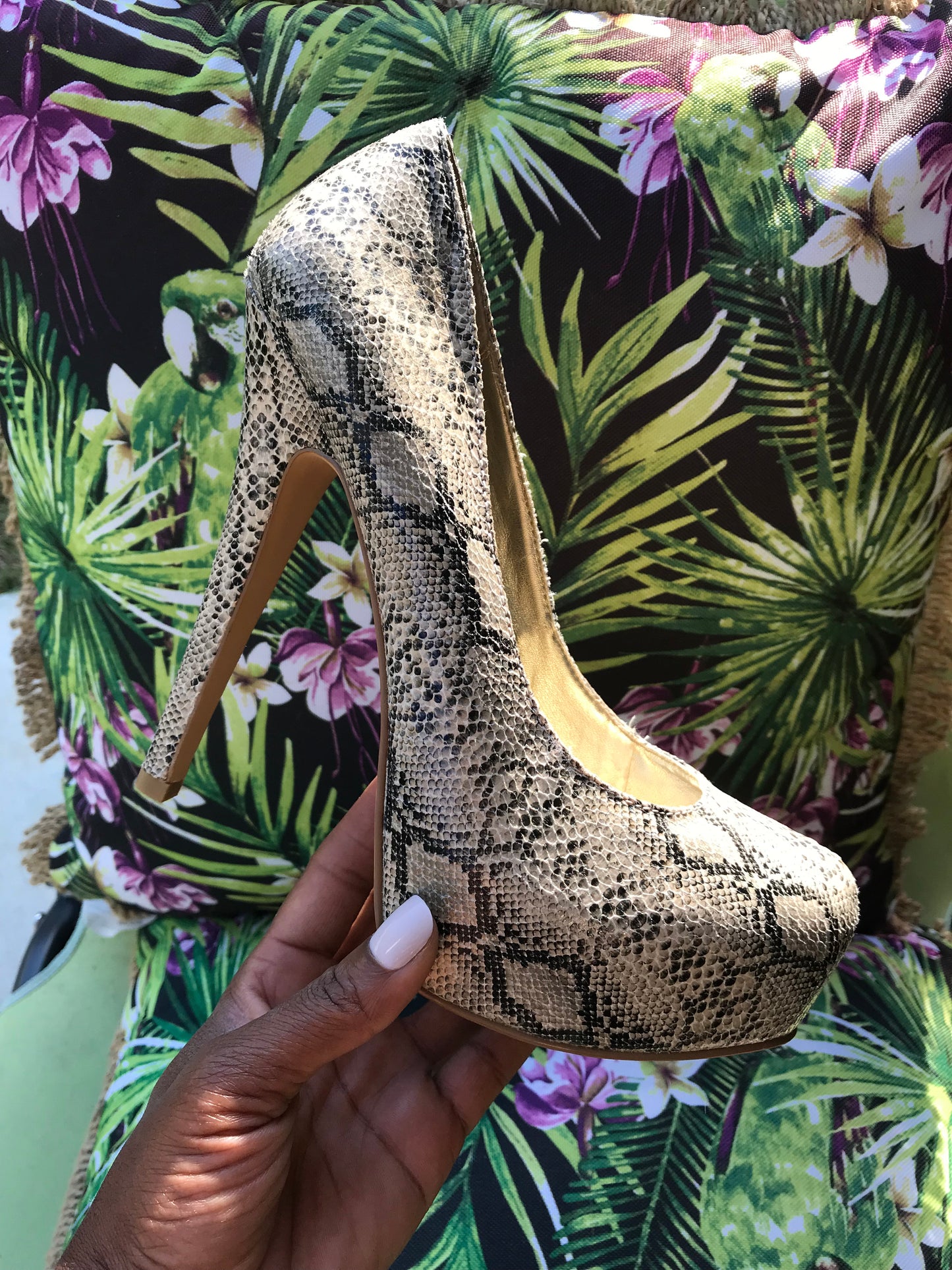 MICHAEL Snakeskin Stiletto Heels: Size 10
