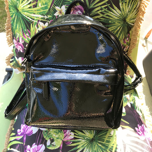 Black Patent Mini Backpack!