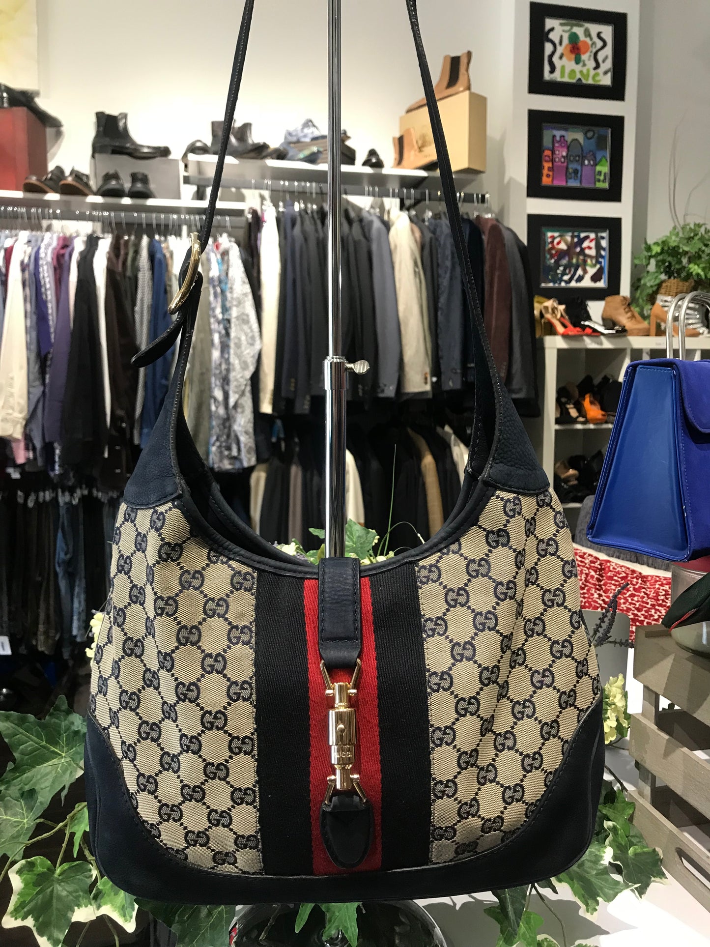 Gucci GG Supreme Navy Handbag
