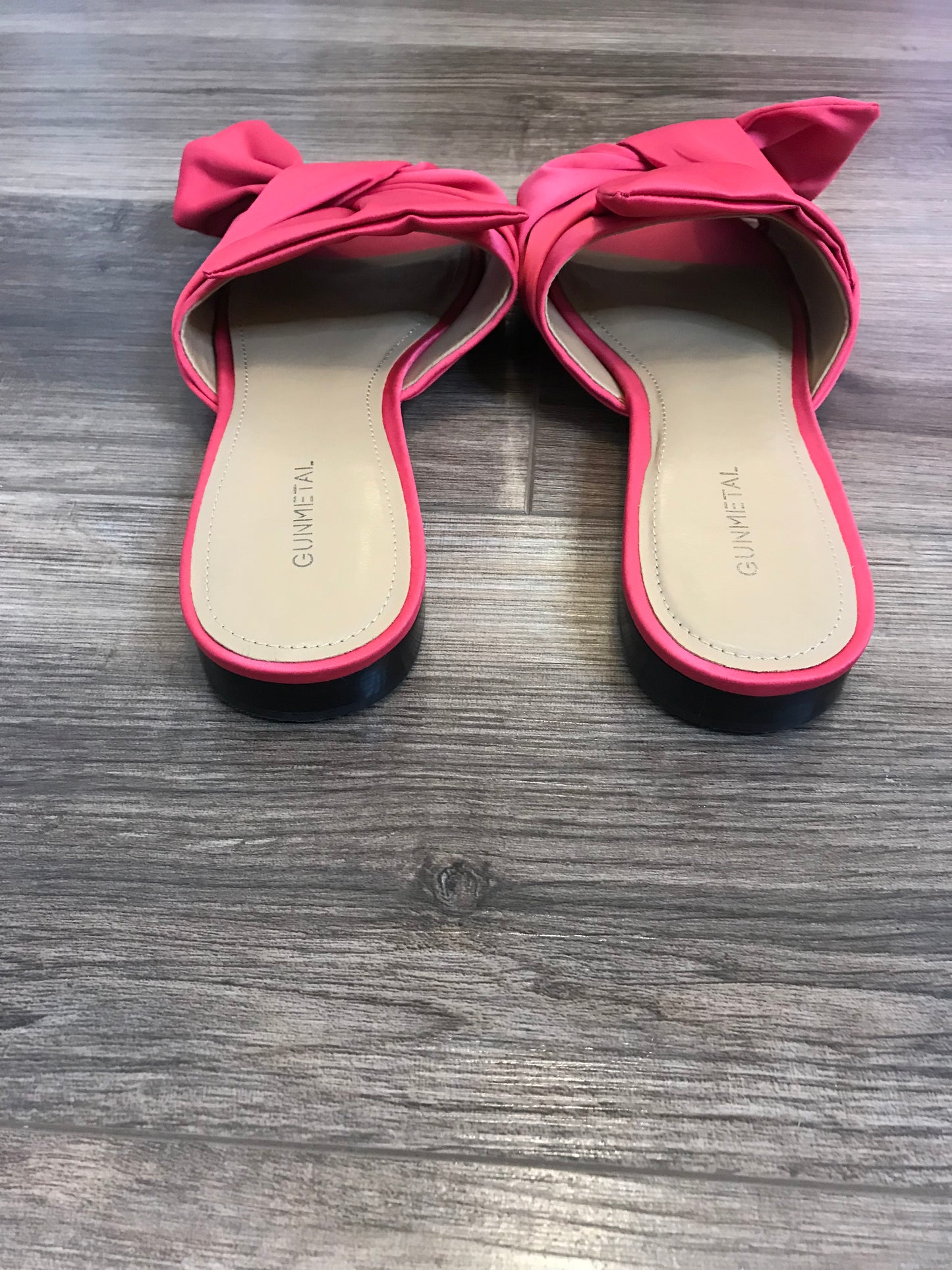 Gunmetal Magenta Satin Slides! Size 10