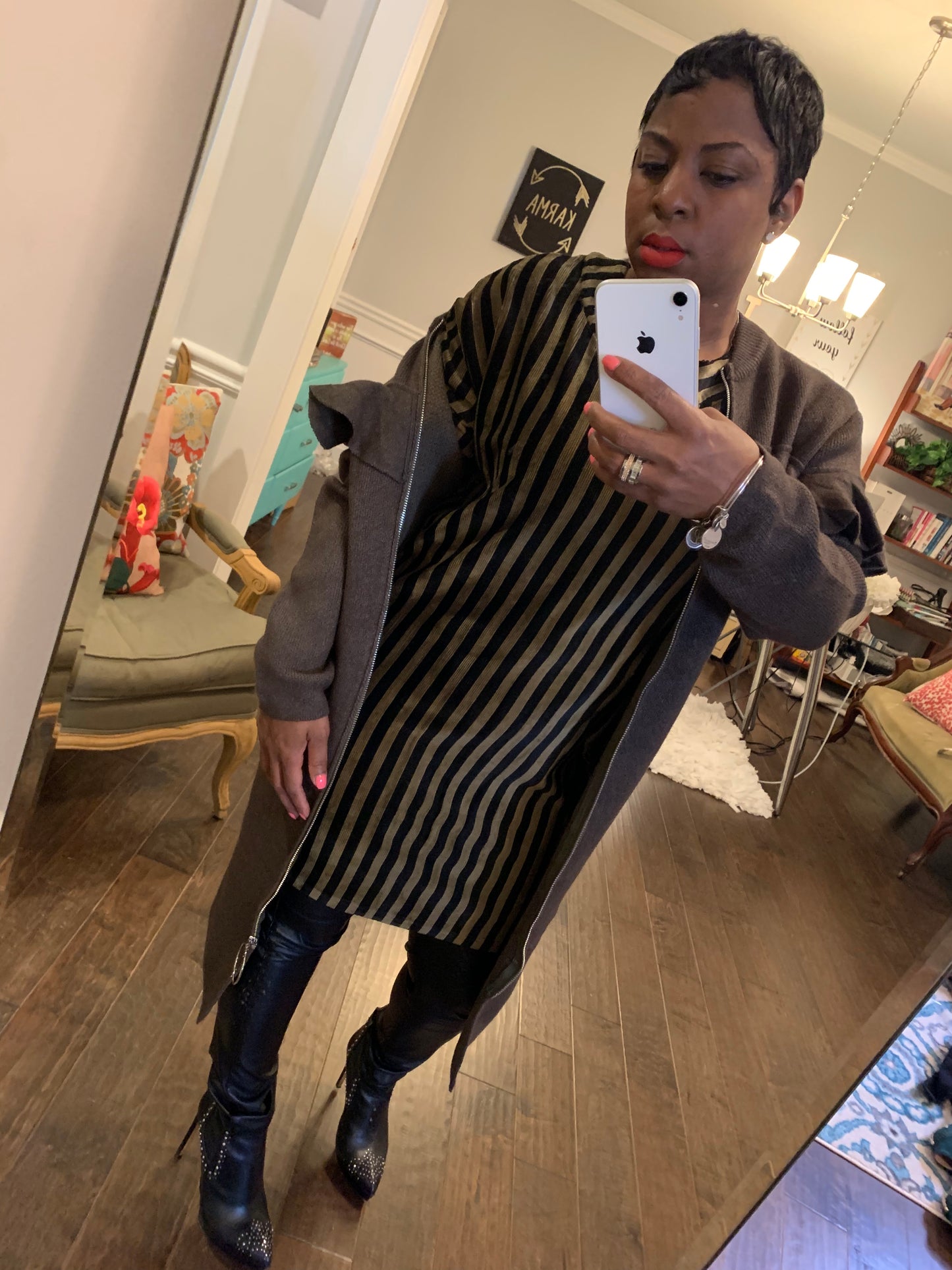 Olive & Black Velvet Tunic/Dress: Sizes S-L