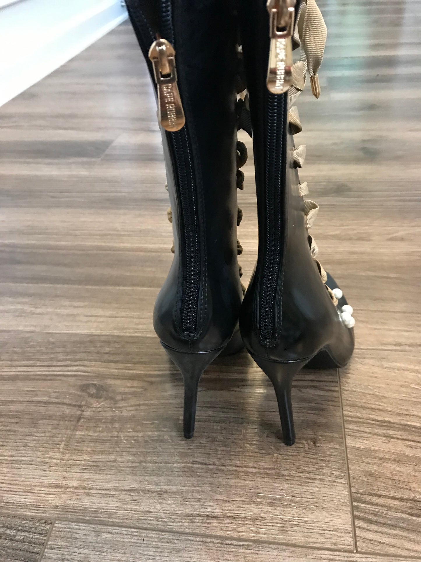 LACED! Ribboned Mid Calf Bootie! Sizes 5-10