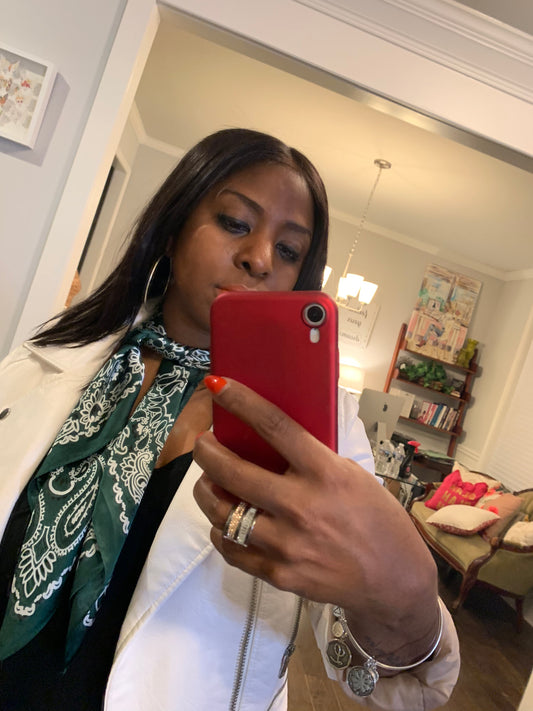 Satin Fashion Bandanna: FOREST GREEN