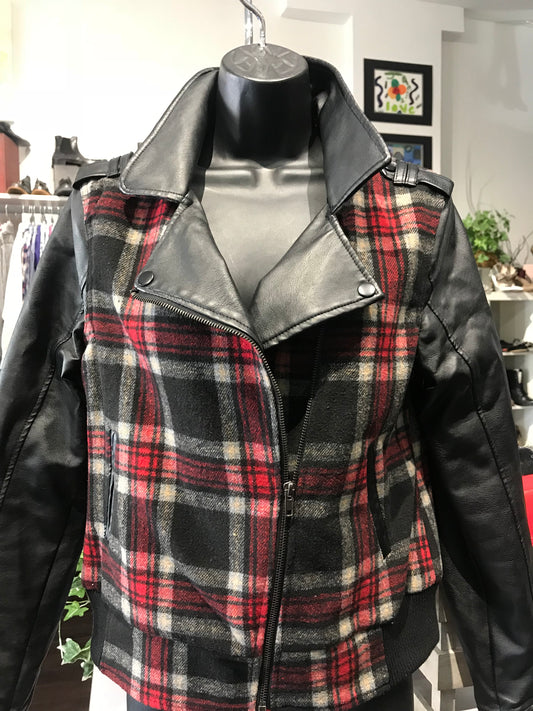 Bongo Plaid Moto Jacket: Sz L