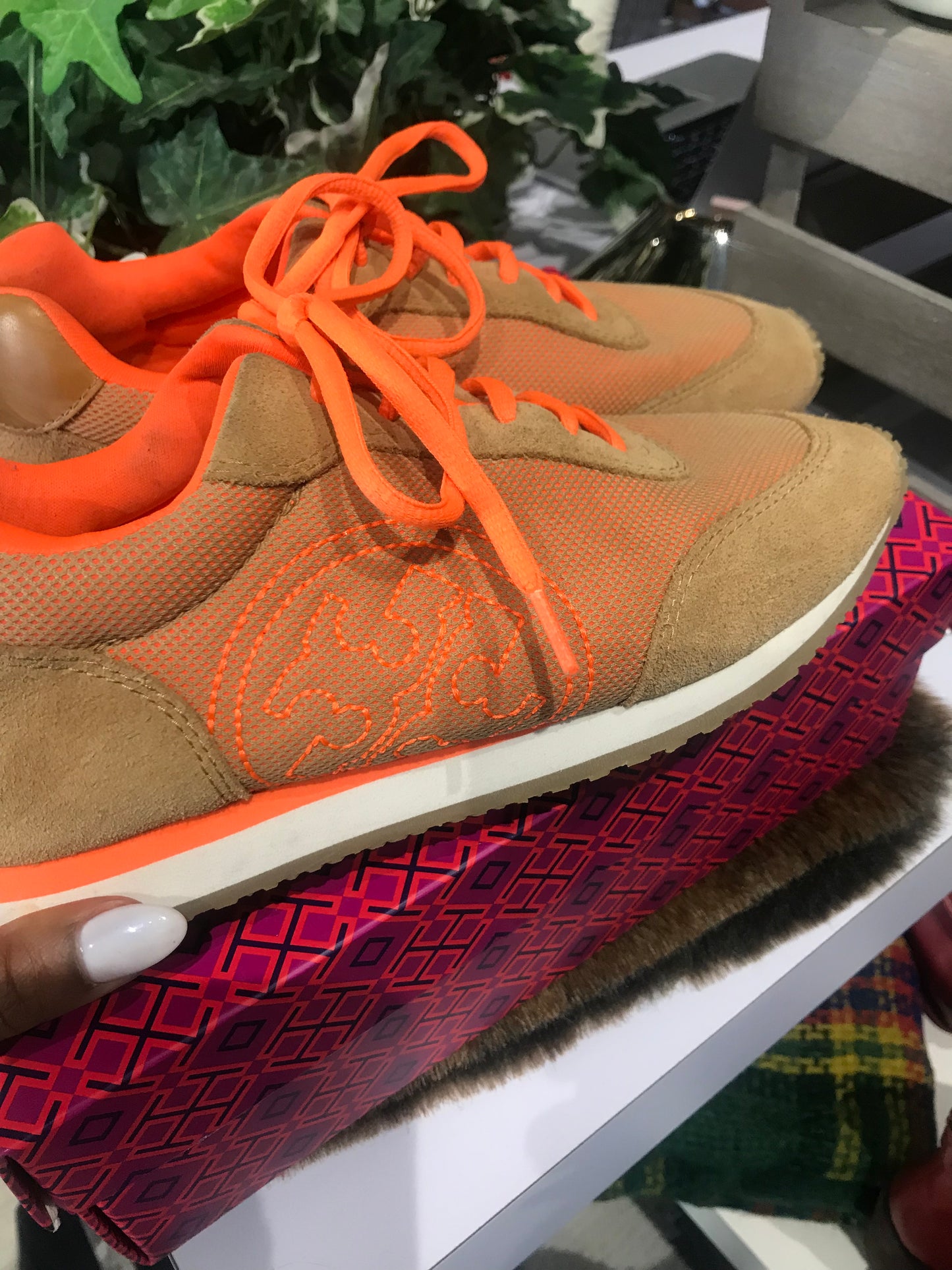 Tory Burch Suede/Canvas Sneakers: Sz 8