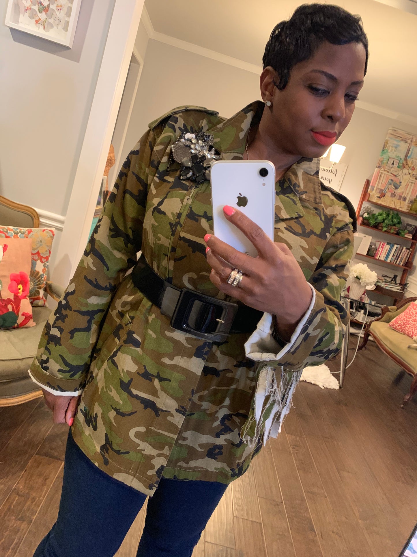 Studded Fringed Sleeve Camo Jacket! Sizes S-3X