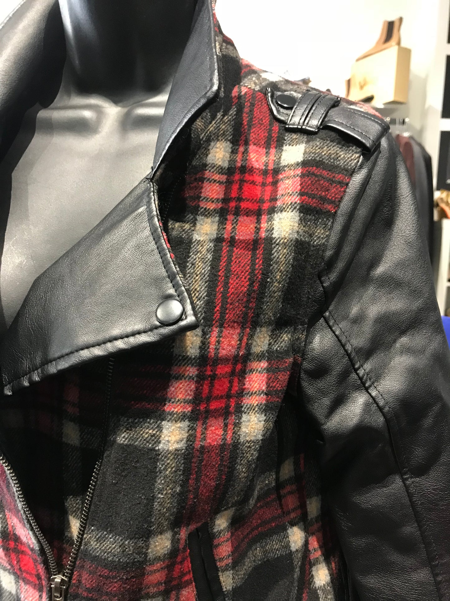 Bongo Plaid Moto Jacket: Sz L