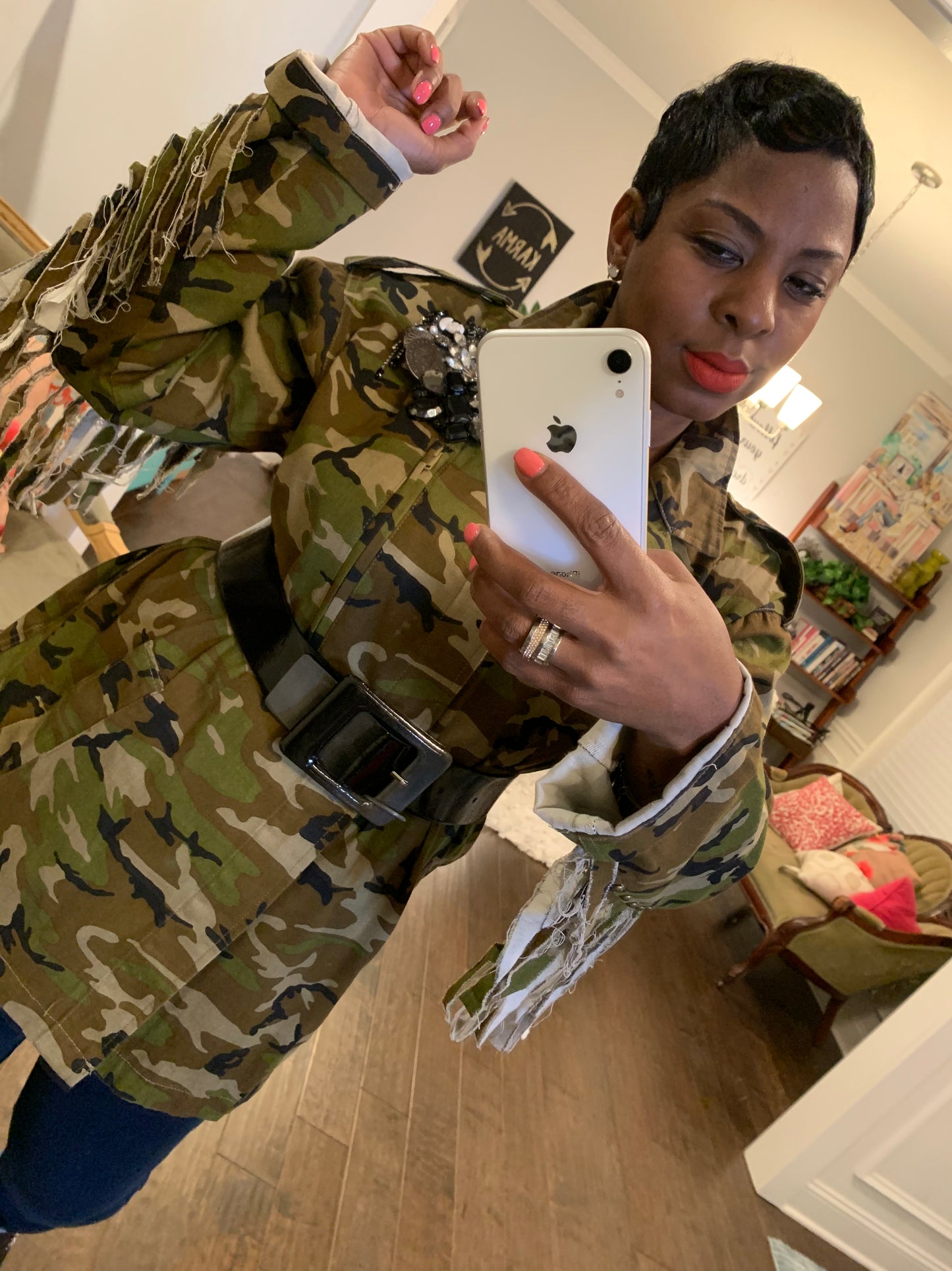 Studded Fringed Sleeve Camo Jacket! Sizes S-3X