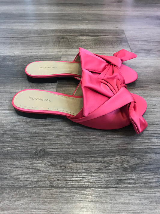 Gunmetal Magenta Satin Slides! Size 10