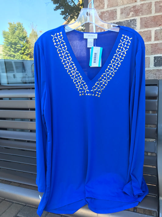 Canvas Royal Studded Blouse: Sz L