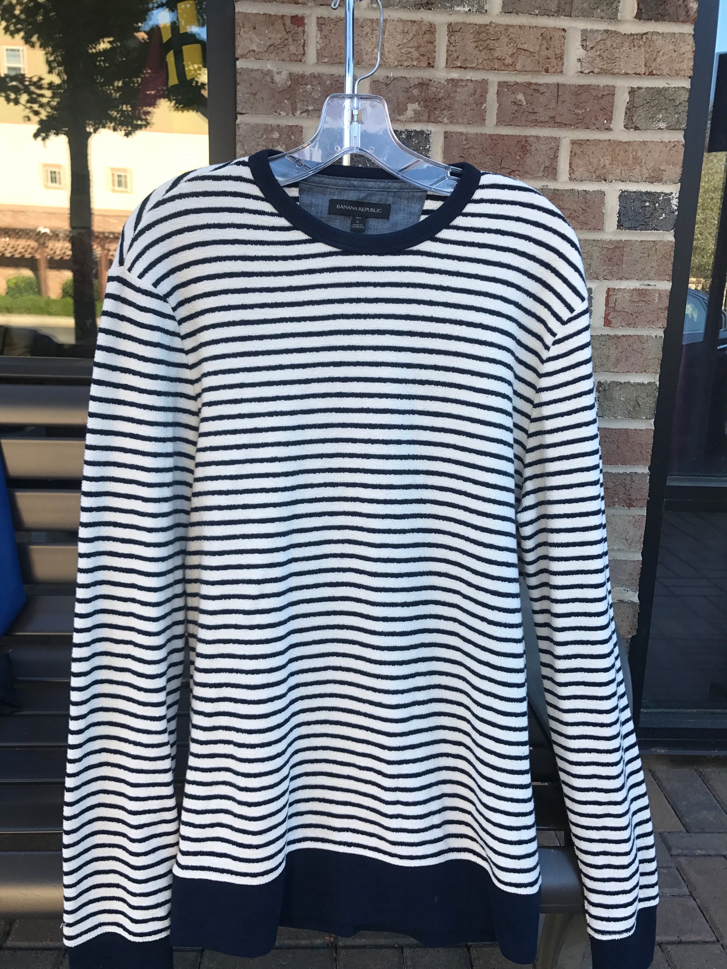 BANANA REPUBLIC STRIPE SHIRT: Sz L Tall