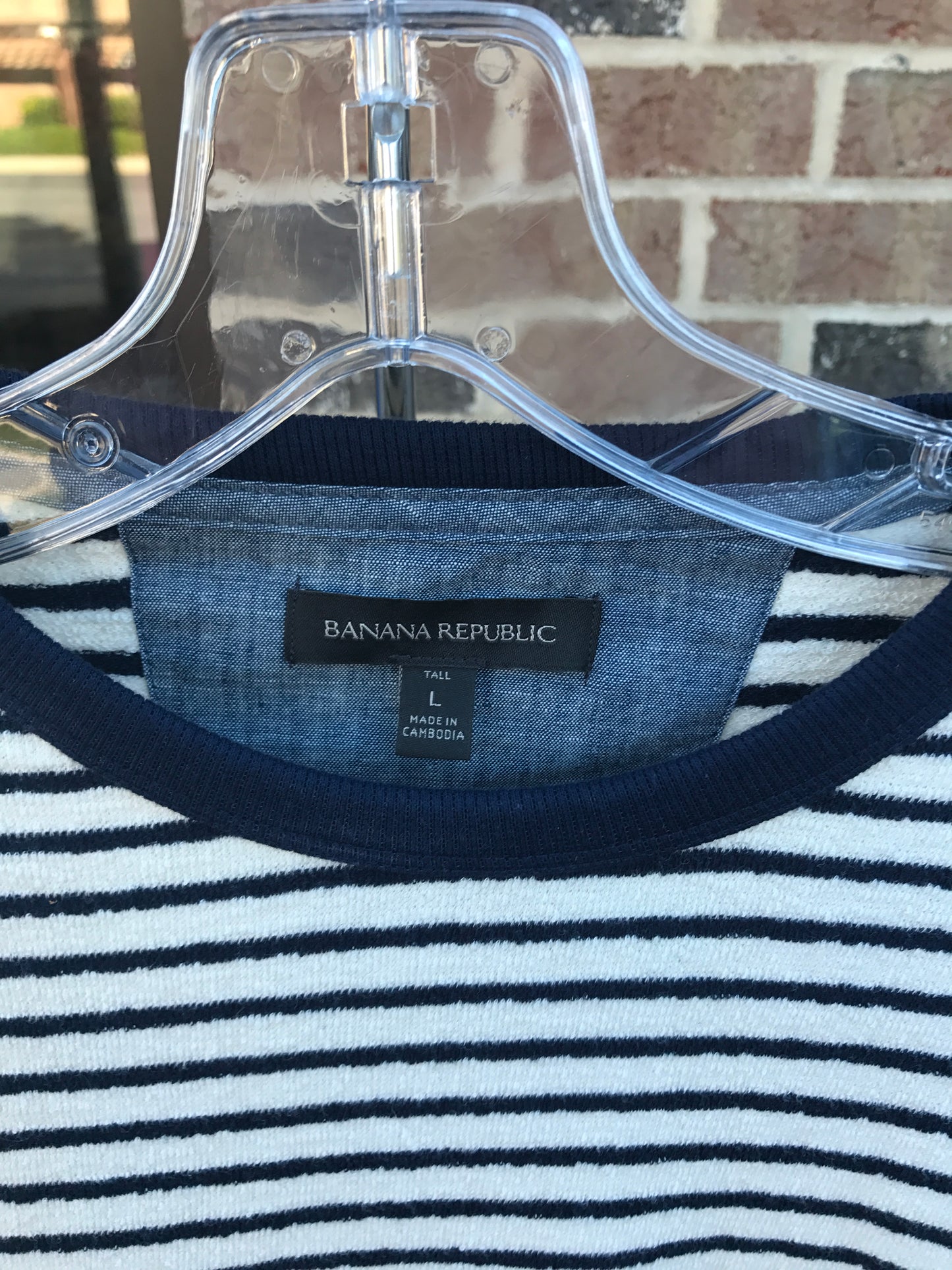 BANANA REPUBLIC STRIPE SHIRT: Sz L Tall
