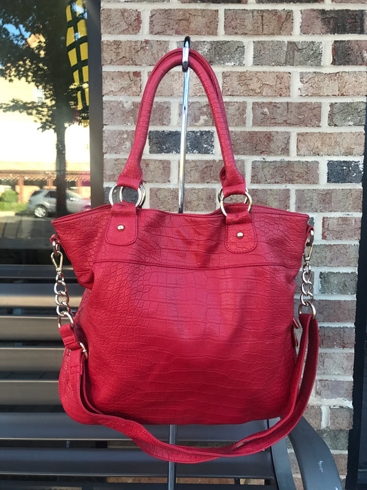 Deux Lux Red Croc Tote: Medium