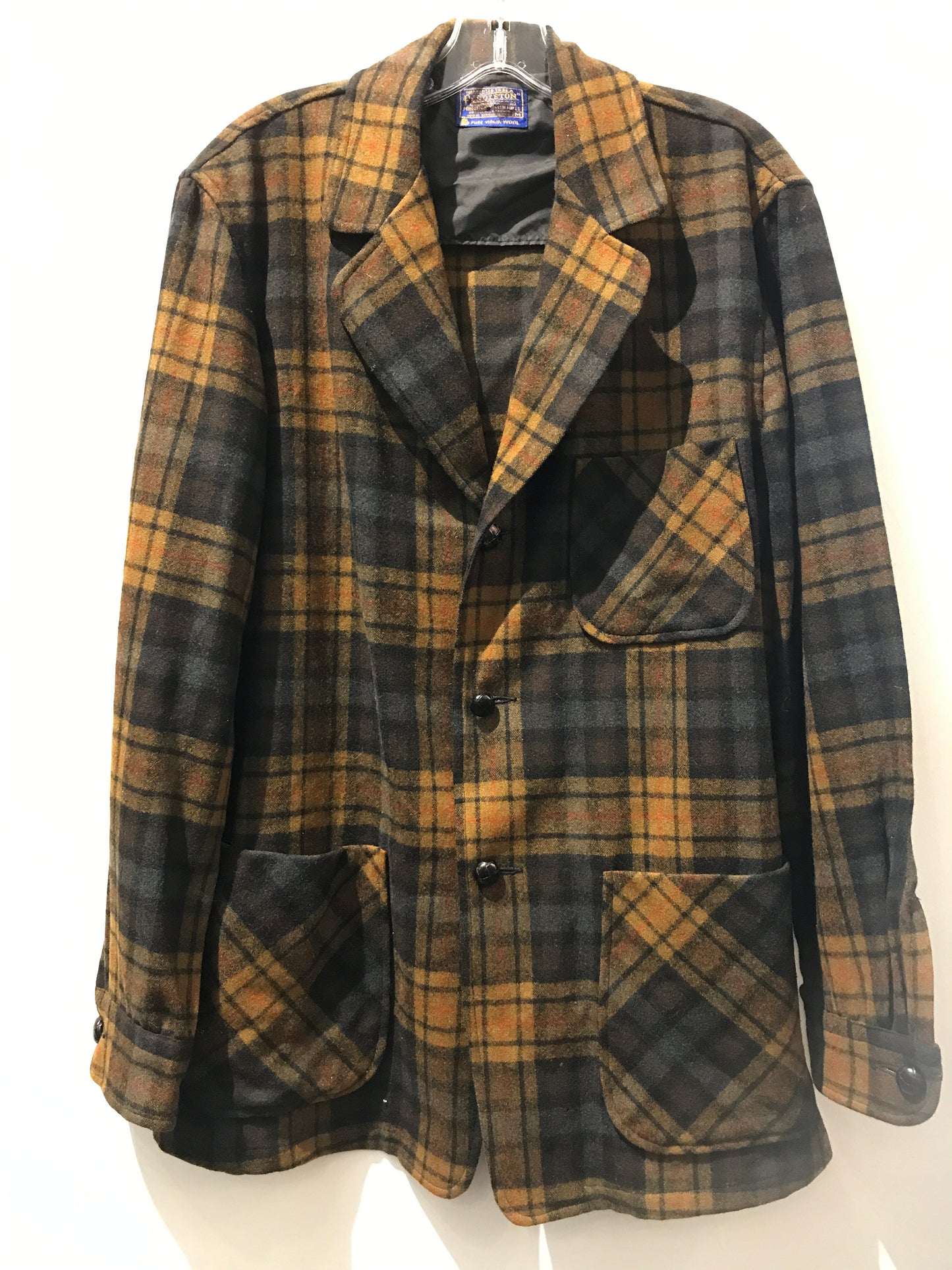 Vintage Plaid Wool Blazer: Sz M