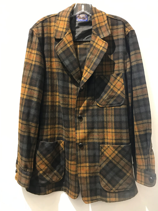 Vintage Plaid Wool Blazer: Sz M