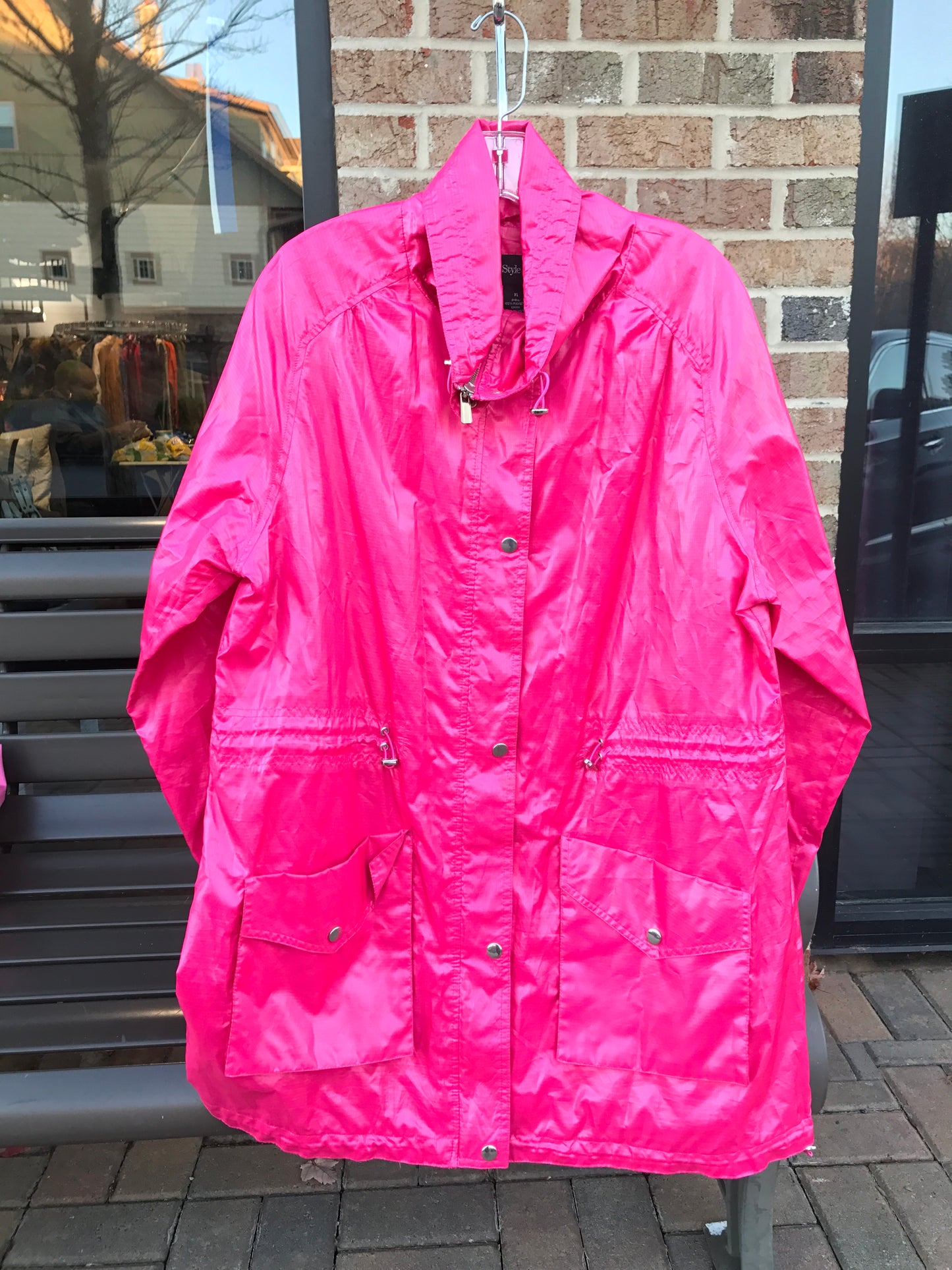 Style & Co Pink Long Windbreaker Jacket: Sz XL