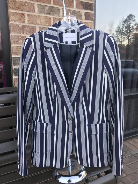 Banana Republic Navy Stripe Blazer: Sz 8