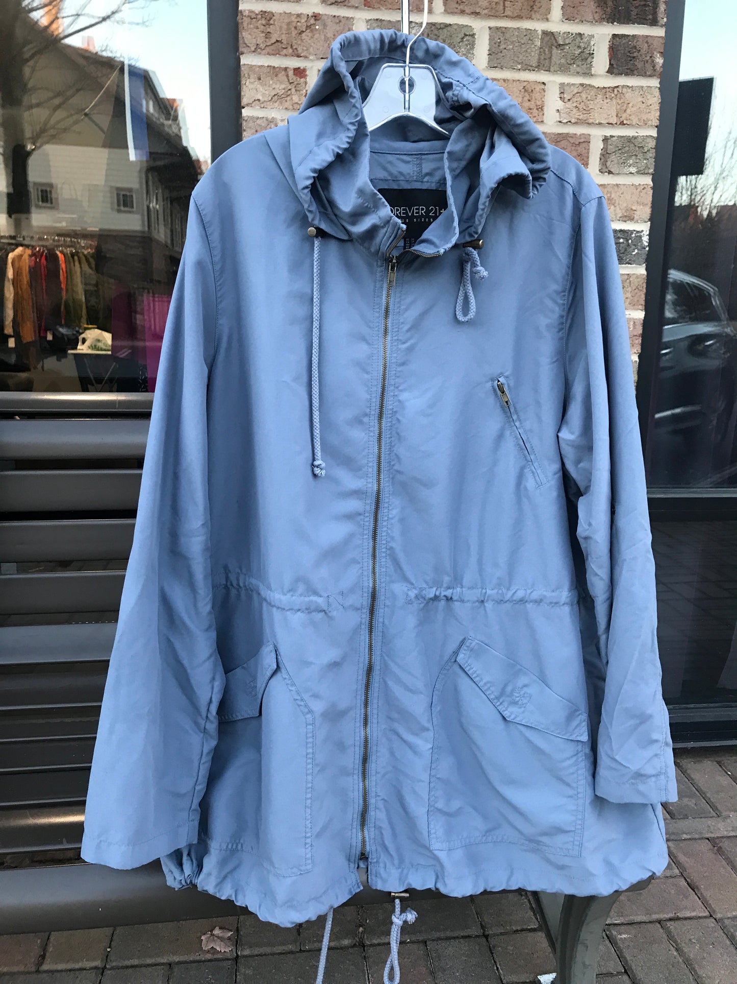 Forever 21+ Grey Blue Windbreaker Jacket: Sz 3X