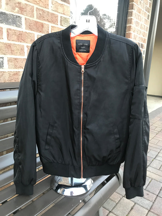 Love Tree Black Bomber Jacket: Sz M
