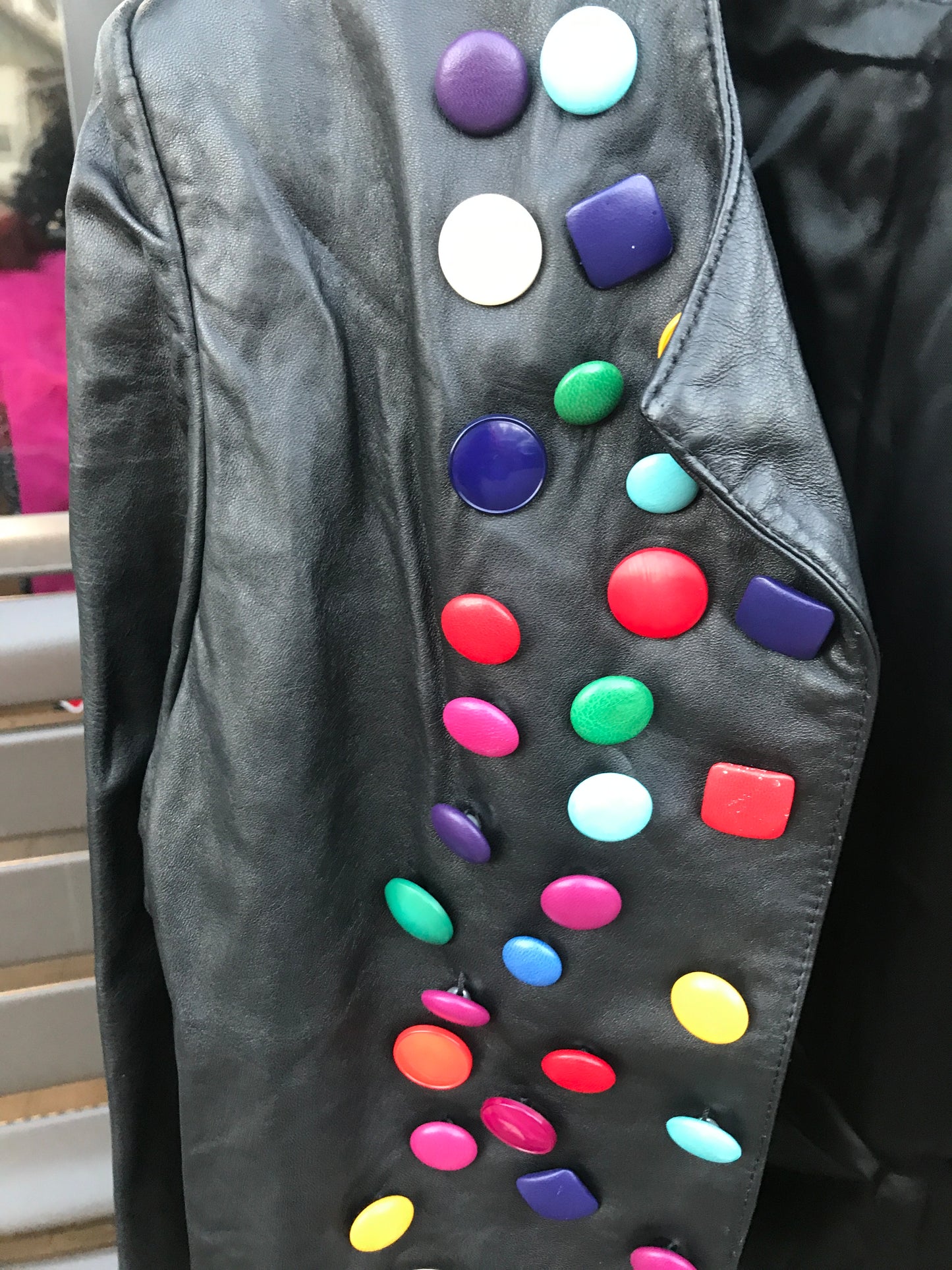 VINTAGE: Cedars Button Leather Jacket: Sz S