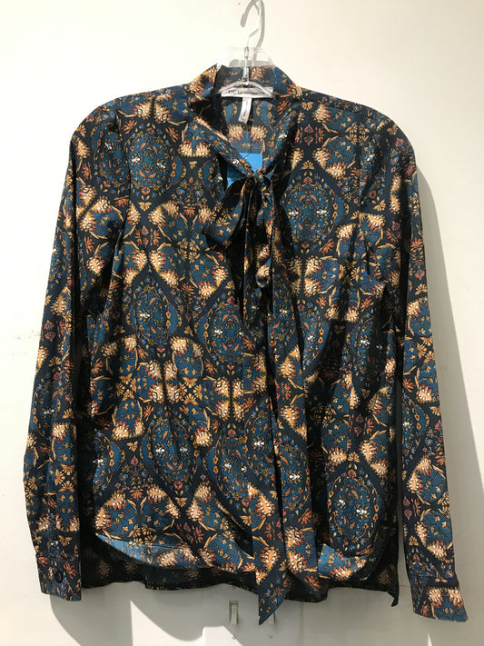 BCBG Printed Bow Blouse: Sz XXS