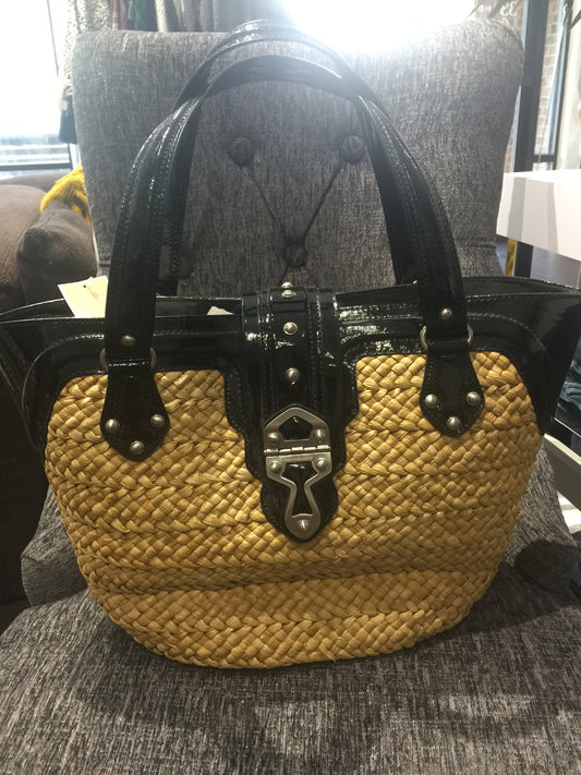 Michael Kors Basket Weave/Patent Leather Handbag: LARGE