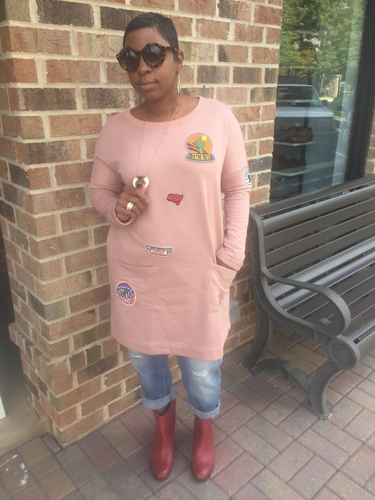 New! Pink Embellished Sweatshirt: LARGE