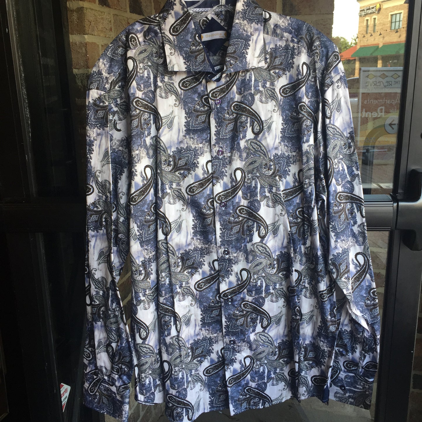 Bespoke Blue Paisley Shirt: Sz 3X