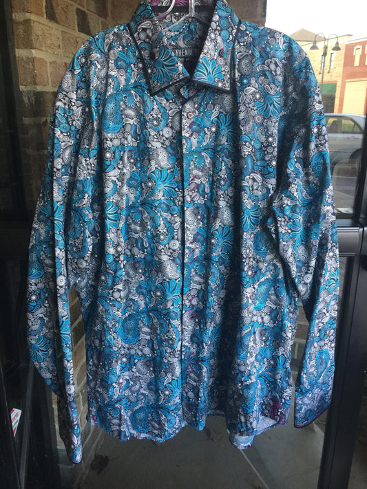 Avenue 21 Turquoise Paisley Shirt: Sz 4X