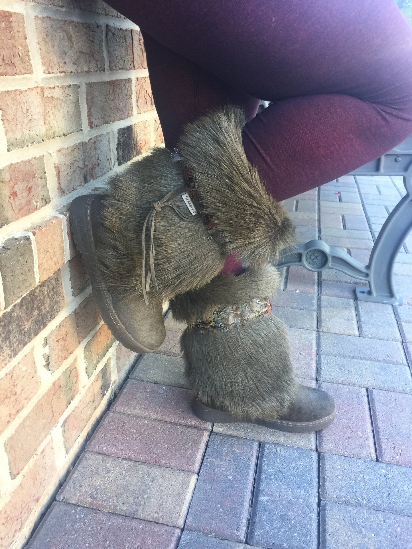 BEARPAW Fur & Feather Boots: Sz 8