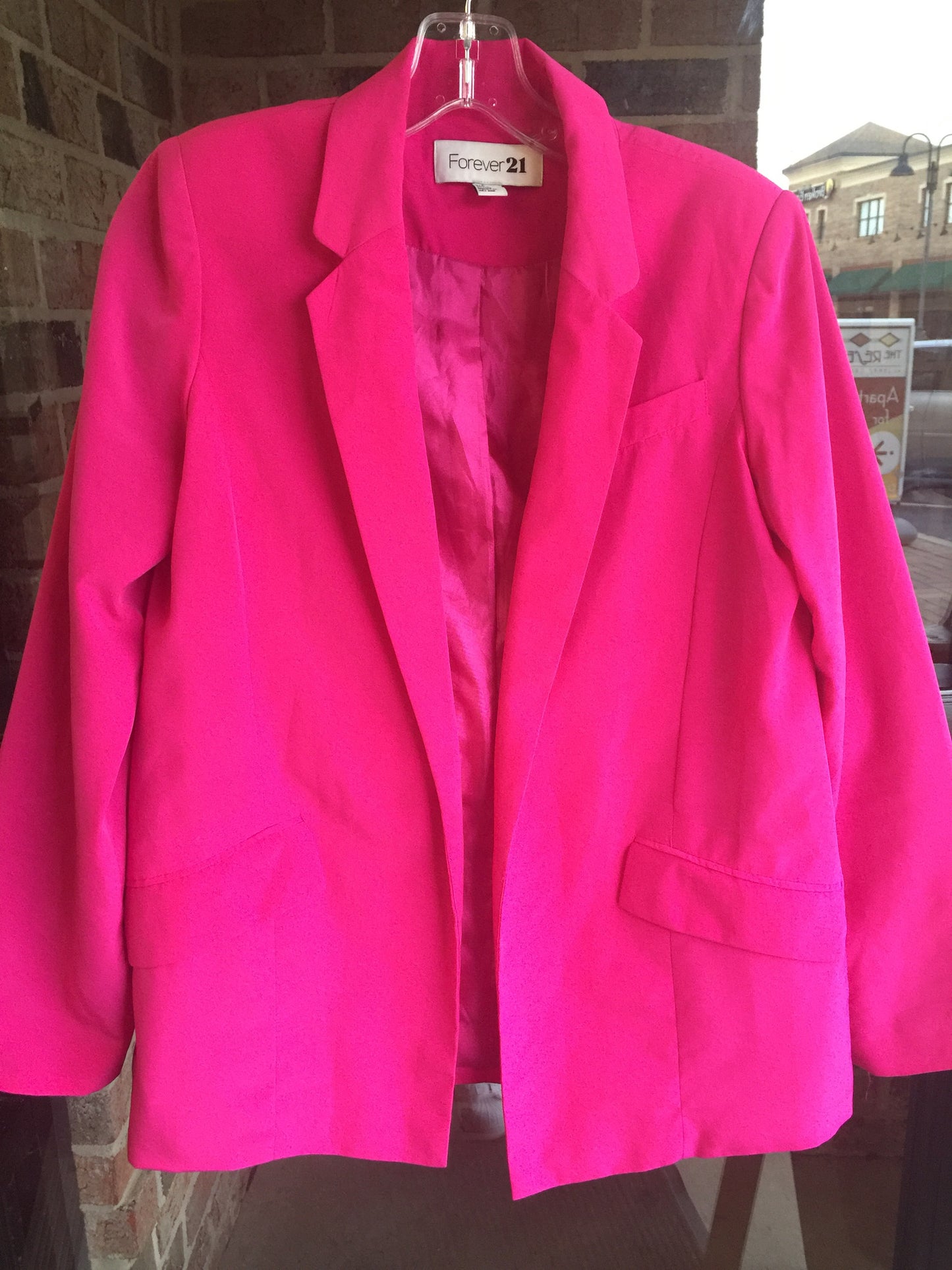 F21 Neon Pink Silk Blazer: Sz S