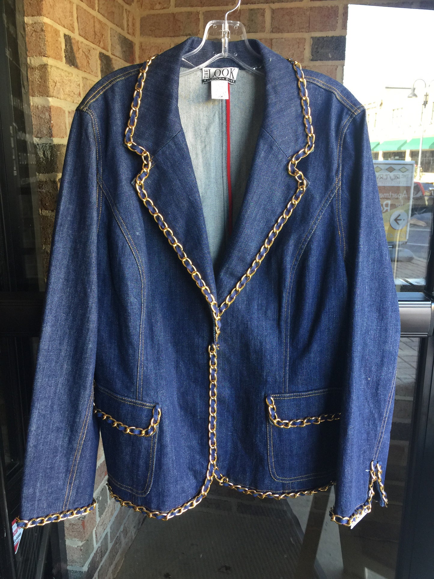 Randolph Duke Gold Chained Denim Blazer: Sz 20W