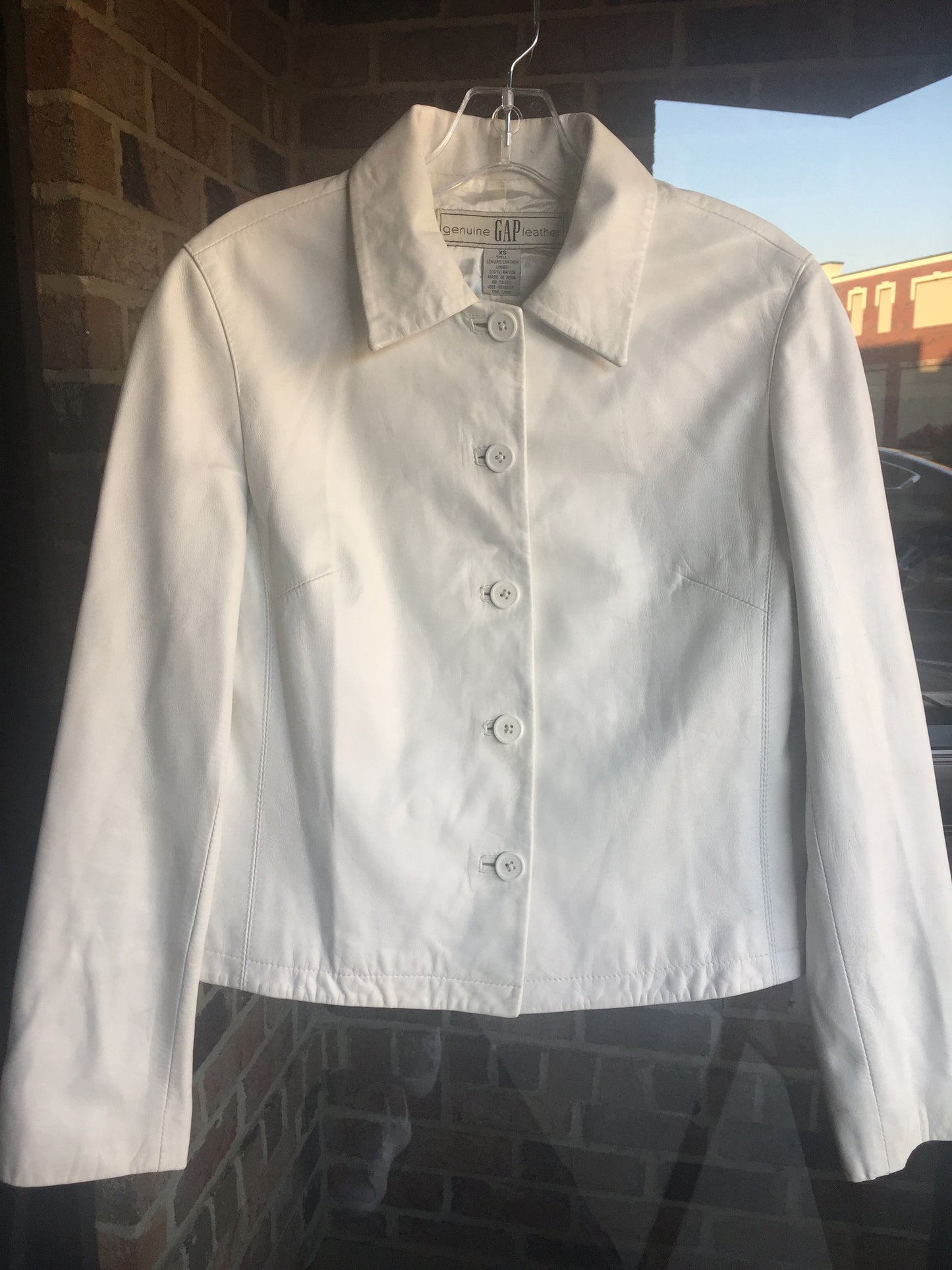 Gap White Leather Crop Jacket: Sz XS