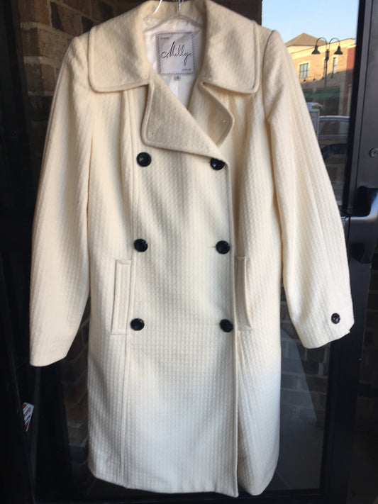 VINTAGE Milly of New York Cream Overcoat: Sz 4