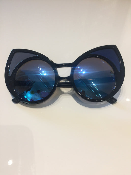 Cat Eye Reflective Oversized Sunglasses