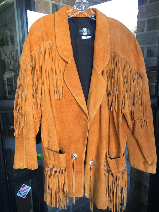 Phoenix VINTAGE Tan Suede Fringe Jacket: Sz 2X