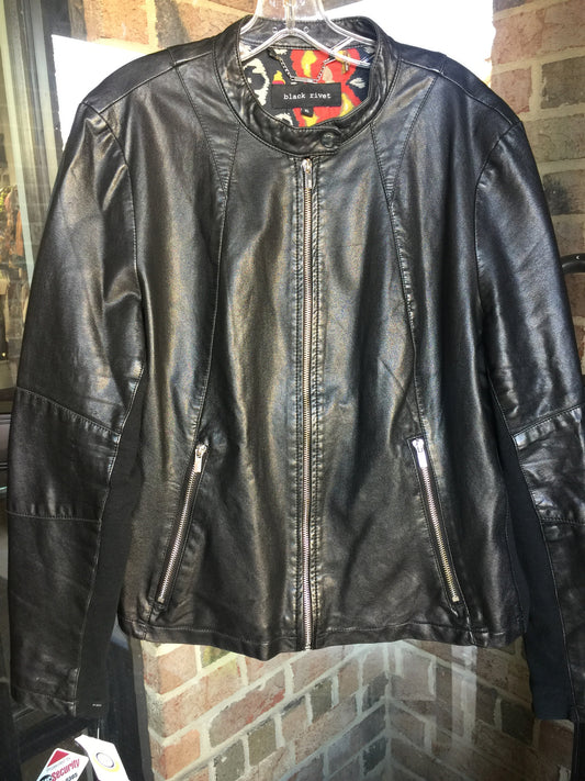 Black Rivet Moto Jacket: Sz XL