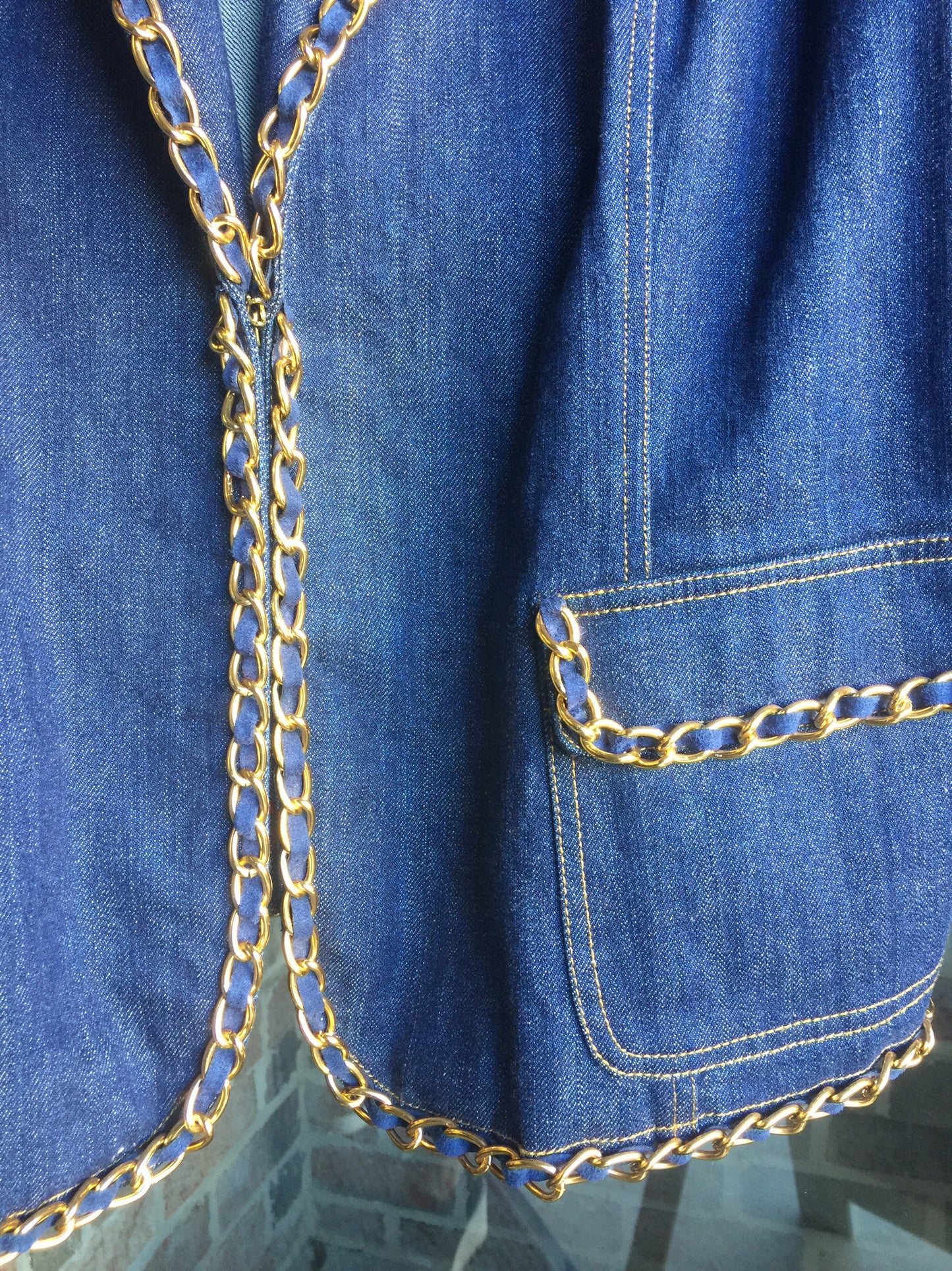 Randolph Duke Gold Chained Denim Blazer: Sz 20