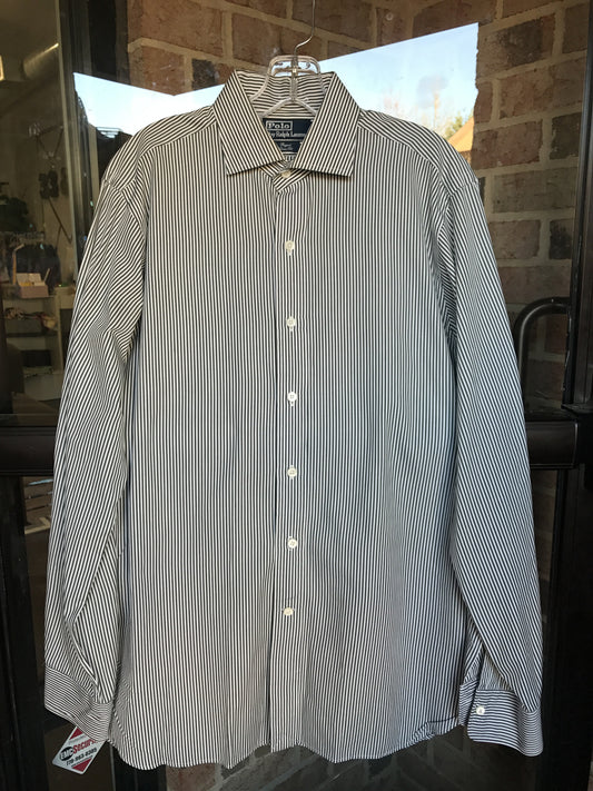 Polo by Ralph Lauren Evergreen Stripe Shirt: Sz 16-35